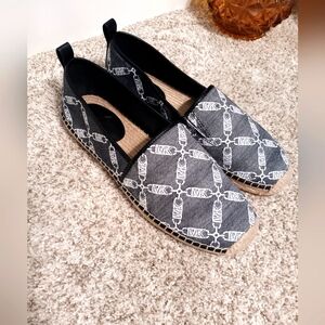 New Michael Kors Owen Empire Logo Jacquard Espadrille Black 11